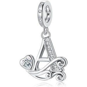 Silver Alphabet Letter Charms Initial Bead Pendant for Pandora Bracelets Jewelry